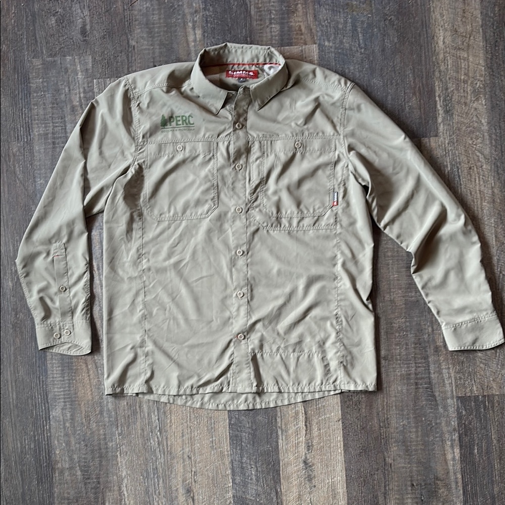 Simms Khaki Button-Up Fishing Shirt